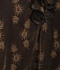 Intro Plus Size Metallic Flower Split V-Neck 3/4 Sleeve Ruffle Blouse, Color:Ebony Black/Gold - Image 4