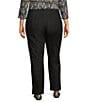 Intro Plus Size Nia Straight Leg Pull-On Pants, Color:Black Sea - Image 2