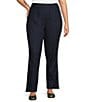 Intro Plus Size Nia Straight Leg Pull-On Pants, Color:Dark Wash - Image 1