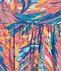 Intro Plus Size Paintbrush Abstract Print V-Neck Cap Sleeve Tiered A-Line Dress, Color:Rapture Rose/Paintbrush Abstract Print - Image 3