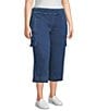 Intro Plus Size Pheobe Freedom Denim Pull-On Capri Cargo Pants, Color:Medium Wash - Image 3