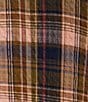 Intro Plus Size Plaid Collared Double Puff Elbow Length Sleeve Half Placket Top - Image 4