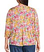 Intro Plus Size Rapture Rose Pleated Button Front Blouse - Image 2