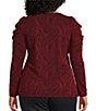 Intro Plus Size Red Lurex Scoop Neck Long Sleeve Knit Top, Color:Red Lurex - Image 2