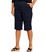 Color:Freedom Dark Wash - Image 1 - Plus Size Rose Tummy Control Grommet Tab Hem Denim Pull-On Bermuda Shorts