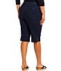 Color:Freedom Dark Wash - Image 2 - Plus Size Rose Tummy Control Grommet Tab Hem Denim Pull-On Bermuda Shorts