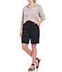 Color:Ebony Black - Image 3 - Plus Size Rose Tummy Control Pull-On Bermuda Shorts
