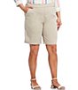 Color:Classic Khaki - Image 1 - Plus Size Rose Tummy Control Pull-On Bermuda Shorts