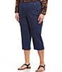 Color:Freedom Dark Wash - Image 1 - Plus Size Rose Tummy Control Pull-On Denim Capri Jeans