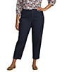 Intro Plus Size Sidney Crop Barrel Leg Denim Pants, Color:Dark Wash - Image 1