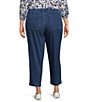 Intro Plus Size Sidney Crop Barrel Leg Denim Pants, Color:Medium Wash - Image 2