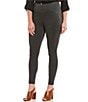Color:Charcoal Heather - Image 1 - Plus Size Solid Double Knit Tummy Control Leggings