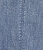 Intro Plus Size Split V-Neck Embroidered Elbow Puff Sleeve Denim Blouse - Image 5