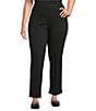 Intro Plus Size Stella Double Knit Crystals Detail Straight Leg Pull-On Pants, Color:Ebony Black/White Crystals - Image 1