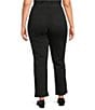 Intro Plus Size Stella Double Knit Crystals Detail Straight Leg Pull-On Pants, Color:Ebony Black/White Crystals - Image 2
