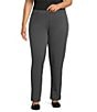 Intro Plus Size Stella Double Knit Slim Straight Leg Pull-On Pants, Color:New Graphite Grey - Image 1