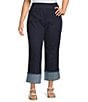 Intro Plus Size Valerie Wide Cuff Pull-On Denim Pants, Color:Freedom Dark Wash - Image 1