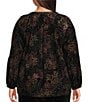 Intro Plus Size Velvet Floral Burnout Split V-Neck Long Sleeve Top - Image 2