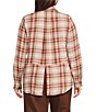 Intro Plus Size Woven Pucker Plaid Wood Thrush Point Collar 3/4 Rolled-Tab Sleeve Button Front Shirt, Color:Wood Thrush - Image 4