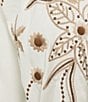 Intro Plus Size Woven Split Ruffle V-Neck Embroidered Elbow Length Sleeve Top - Image 4