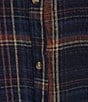 Intro Plus Woven Point Navy Beat Plaid Print Collar Long Roll-Tab Sleeve Button-Front Denim Shirt - Image 5