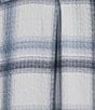 Intro Pucker Plaid Point Collar 3/4 Roll-Tab Sleeve Button-Front Shirt - Image 3
