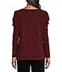 Intro Red Lurex Scoop Neck Long Sleeve Knit Top, Color:Red Lurex - Image 2