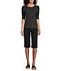 Intro Rivet Trim Flower Skimmer Shorts, Color:Ebony Black - Image 5