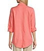 Intro Long Roll-Tab Sleeve Button Front Slub Lyocell Shirt, Color:Shell Pink - Image 2