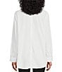 Color:Bright White - Image 2 - Long Roll-Tab Sleeve Button Front Slub Lyocell Shirt