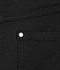 Color:Ebony Black - Image 6 - Rose Heatseal Trim Side Hem Embellished Tummy Panel Mid Rise Bermuda Skimmer Shorts