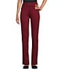 Intro Stella Double Knit Slim Straight Leg Pull-On Pants, Color:Cabernet - Image 1