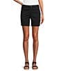 Intro Stretch Faux Fly Front Pull-On Shorts, Color:Ebony Black - Image 1