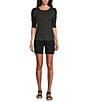 Intro Stretch Faux Fly Front Pull-On Shorts, Color:Ebony Black - Image 3