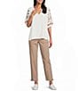 Intro Stretch Twill Embroidered Slim Roll Cuff Ankle Pants - Image 4