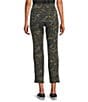 Intro Suave Knit Teri Green Camo Printed Straight Leg Tummy Control Pull-On Pants, Color:Green Camo - Image 2