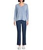 Intro V-Neck 3/4 Sleeve Washed Knit Sweater - Image 3