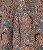 Intro Jacobean Print Lyocell 3/4 Roll-Tab Sleeve Button Front Top - Image 5