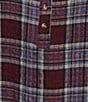Intro Woven Plaid Point Collar Double Puff Elbow Length Sleeve Front Button Placket Shirt - Image 4