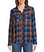 Intro Woven Pucker Plaid Blue Quartz Point Collar 3/4 Rolled-Tab Sleeve Button Front Shirt, Color:Blue Quartz - Image 3