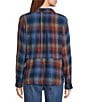 Intro Woven Pucker Plaid Blue Quartz Point Collar 3/4 Rolled-Tab Sleeve Button Front Shirt, Color:Blue Quartz - Image 4