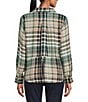 Intro Woven Pucker Plaid Cubb Point Collar 3/4 Rolled-Tab Sleeve Button Front Shirt, Color:Cubb - Image 4