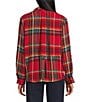 Intro Woven Pucker Plaid New Red Admore Point Collar 3/4 Rolled-Tab Sleeve Button Front Shirt, Color:New Red Admore/Gold Lurex - Image 2