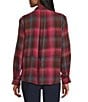 Intro Woven Pucker Plaid Red Bud Point Collar 3/4 Rolled-Tab Sleeve Button Front Shirt, Color:Red Bud - Image 4
