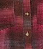 Intro Woven Pucker Plaid Red Bud Point Collar 3/4 Rolled-Tab Sleeve Button Front Shirt, Color:Red Bud - Image 6