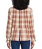 Intro Woven Pucker Plaid Wood Thrush Point Collar 3/4 Rolled-Tab Sleeve Button Front Shirt, Color:Wood Thrush - Image 2