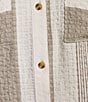 Intro Woven Stripe Point Collar Long Roll-Tab Sleeve Button Front Shirt, Color:Soft Sage - Image 4