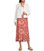 Intro Woven Tie-Dye Print Faux Wrap Tie Front Flowy Skirt - Image 3