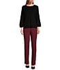 Investments 3/4 Balloon Sleeve Crew Neck Sweater, Color:Black - Image 3
