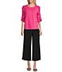 Investments 3/4 Ruched Sleeve Crew Neck Top - Image 3